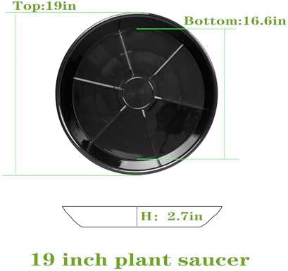 2 Pack Plant Saucer Drip Tray 19 inch, Large Heavy Sturdy Plastic Planter Flower Pot Saucers for Indoor Outdoor Garden, Plant Water Drip Trays for pots (19" 2Pack, Black) - Image 2