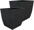 The HC Companies Santa Fe Square Self-Watering Pot - Lightweight Plastic Planter for Herbs & More - Durable Plant Pots for Indoor Plants & Outdoor Plants (16" Black Sand, Pack 2) by TheHCCompanies