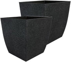 The HC Companies Santa Fe Square Self-Watering Pot - Lightweight Plastic Planter for Herbs & More - Durable Plant Pots for Indoor Plants & Outdoor Plants (16" Black Sand, Pack 2) by TheHCCompanies