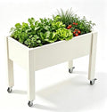 Elevated Raised Garden Bed with Wheels，74" Planter Outdoor Plants,White by NBYSGO