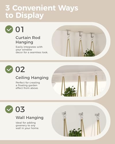 Bamworld Hanging Shelves 8Tiers Plant Hanger Indoor Window Plant Shelves - Image 3