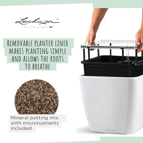 Lechuza 16160 Quadro LS 35 Self-Watering Planter, Cream White High Gloss - Image 6