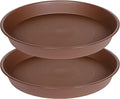2 Pack of 16 17 inch Plant Saucer (15 inch Base), 2.3" Depth, Plant Trays for Pots, Plastic Plant Saucers for Indoors, Bird Bath Bowls, Flower Pot Drip Trays for Planter (17", Chocolate) by Bleuhome