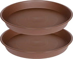 2 Pack of 16 17 inch Plant Saucer (15 inch Base), 2.3" Depth, Plant Trays for Pots, Plastic Plant Saucers for Indoors, Bird Bath Bowls, Flower Pot Drip Trays for Planter (17", Chocolate) by Bleuhome