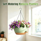 13 Inch Large Self Watering Hanging Planters 2 Pack with Saucers - Image 2
