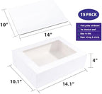 JJO 14x10x4 Inches 15 Pack Cake Boxes with Cake Board,White Bakery Boxes - Image 2