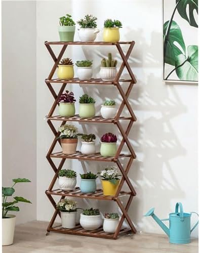 Plant Stand, Bamboo Flower Pot Display Rack Modern Flower Shelf Living Room Floor-Standing Multi-Layer Foldable Indoor Balcony Succulents Ladder Shelf,B-50 * 25 * 100cm by Unknown