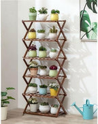 Plant Stand, Bamboo Flower Pot Display Rack Modern Flower Shelf Living Room Floor-Standing Multi-Layer Foldable Indoor Balcony Succulents Ladder Shelf,B-50 * 25 * 100cm by Unknown