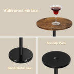 BTY Small Round Side Table Set of 2 Weighted Base End Table Cocktail Table Martini Table with Pedestal Accent for Small Spaces Bedroom Brown and Black - Image 4