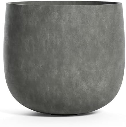 Mondo Round Indoor/Outdoor Planter, 10x9in Grey Stone by Cosapots