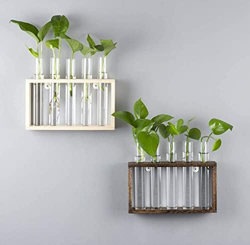 Wall Hanging 5 Test Tube with Wooden Frame and 2 Cylindrical Propagation Vase for Water Plants, Home Office Living Room Decor, Gift for Plant Lovers - Image 5