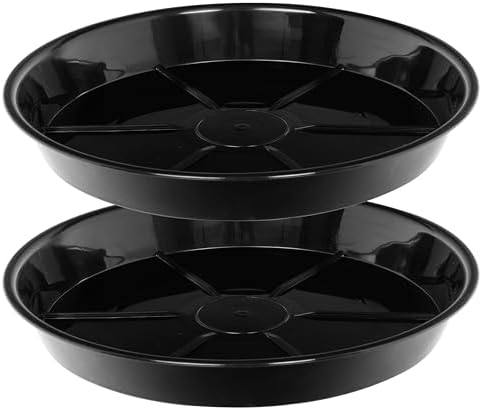 2 Pack Plant Saucer Drip Tray 17 inch, Large Heavy Sturdy Plastic Planter Flower Pot Saucers for Indoor Outdoor Garden, Plant Water Drip Trays for pots (17" 2Pack, Black) by Afrine