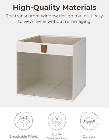 StorageWorks Closet Organizer Bins with Clear Window, Beige, 11x11x11 - Image 3