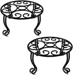 TREEZITEK 2 Pack Heavy Duty Iron Plant Stand, 11.8'' Diameter, 6'' Tall, Black, Powder Coated, Round, Sturdy & Stable, Indoor/Outdoor, No Assembly Required by TREEZITEK