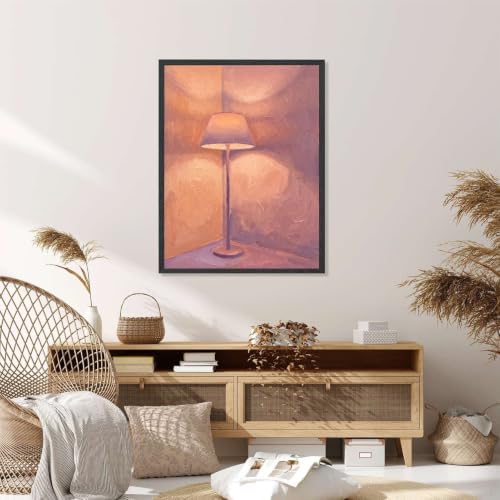 Cozy Lamp Oil Painting Style Wall Art, Black Framed Abstract Print - Image 5