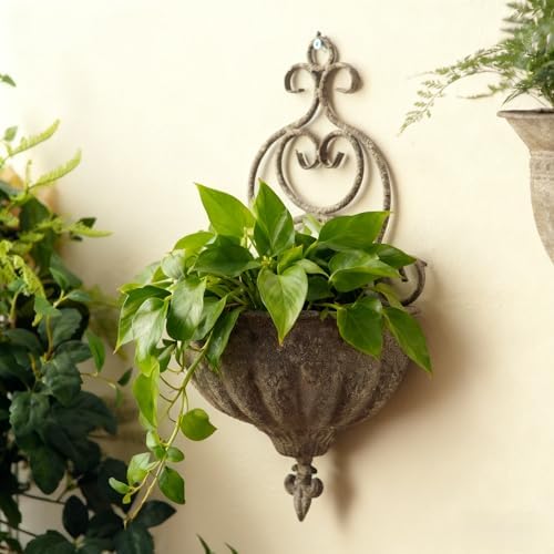 Vintage Wall Hanging Planters - Antique Victorian Style Metal Wall Planter Holder, Half Round Hanging Basket Flower Pots, Unique Pastoral Retro Decoration for Succulent, Air Plants, Indoor - Image 2