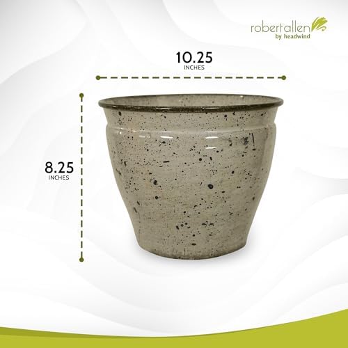 Headwind Riverside Collection – 10" Chamois Glazed Decorative Plant Pots Indoor with Drainage & Outdoor - Modern Flower Pot Weather-Resistant Lightweight Planter by Robert Allen - Image 2