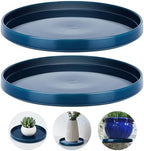 2 Pcs 10 Inch Ceramic Plant Saucers, Blue Round Drip Trays by Sunnychicc