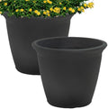 Sunnydaze Anjelica 15.25'' Large Plastic Planter Pot for Plants, Black, 2pk by SunnydazeDecor