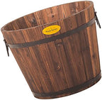 Hemoton Medium Garden Wooden Effect Barrel Planter, Outdoor Half Whiskey Cask Flower Pot, Indoor Rustic Patio Grow Plant Container by HEMOTON