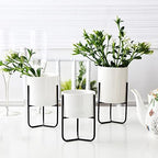 HASMI Plant pots Set of 3 Ceramic Flower pots with Metal Rack Desktop Flower Vases Planters for Succulents Home Gardening Decoration Without Hole Flower Pots (Color : 1) - Image 7