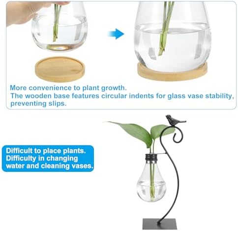 PATIKIL Bird Plant Propagation Station Plastic Vases Terrarium Vase Black - Image 4