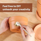 INGOFIN 5 Inch Terracotta Shallow Pots Set with Saucer - Ceramic Clay Pots with Drainage Hole, Terra Cotta for Plants for Indoor Outdoor Plants, Set of 6 - Image 5