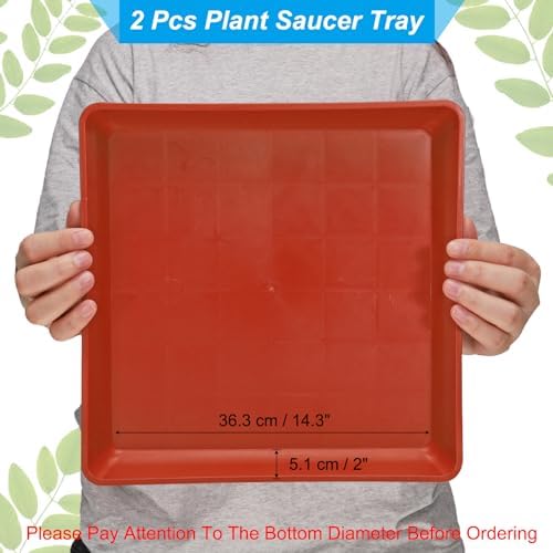PATIKIL Plant Saucer Tray, 2 Pack 18 Inch Square Plant Saucer Heavy Planter Pot Saucers Large Deep Flower Planter Drip Tray for Indoor Outdoor Plants, Terracotta - Image 2