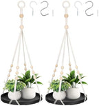 GREANER 2PCS Macrame Plant Hanger, Black Hanging Macrame Plant Holder with Handmade Cotton, Plant Window Hanger for Indoor and Outdoor Use by GREANER