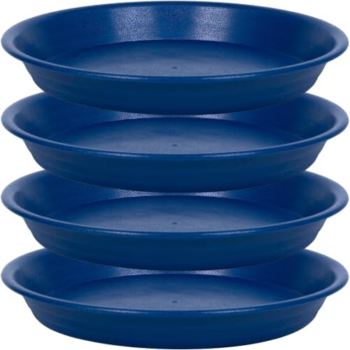 Plant Saucer Pot Tray 14 inch, 4 Packs Plastic Flower Planter Saucers and Drip Trays for Indoors Outdoors, Heavy Durable Plant Plate Water Catcher (Blue) by Unknown