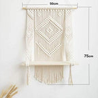 Hanging Macrame Shelf Boho Wall Hangings Floating Shelf Organizer Hanger for Home Decor (29.53" L x 19.68" W) - Image 2