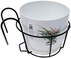 DOITOOL 2Pcs Iron Art Hanging Basket Flowerpot Holder with Hooks Black Metal Plant Stand for Balcony Railing Patio Office Bonsai Space Saver 11.8 Inch - Image 4