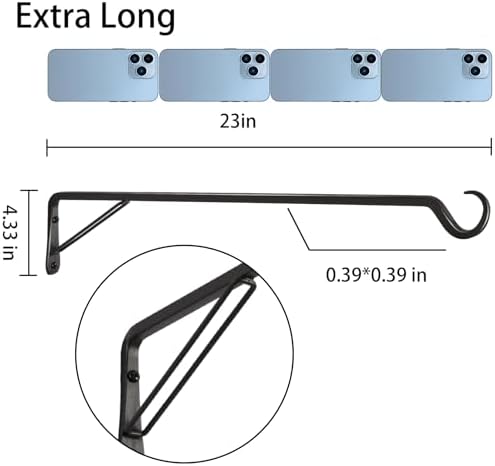 AILIN YELOKIE 2 Pack Extra Long 23 Inch Heavy-Duty Rust-Resistant Solid Steel Plant Hangers and Bird Feeder Hangers for Indoor and Outdoor Decor, Wall Hooks - Image 2