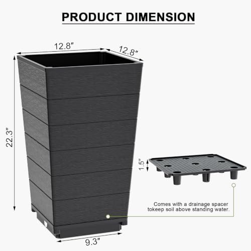 Resin Tall Planters Set of 4, 23" Large Taper Outdoor Planter Pots - Image 7