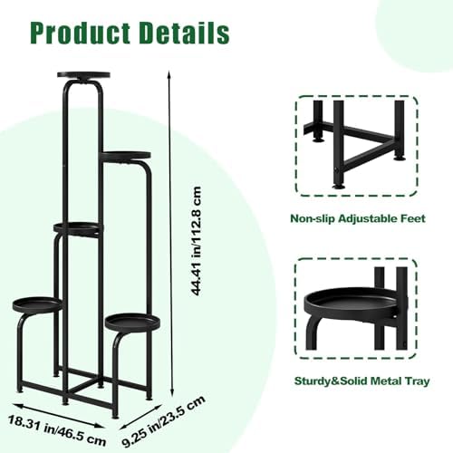 INGIORDAR Plant Stand Indoor Outdoor Corner Tall Plant Shelf 5 Tier Metal - Image 4