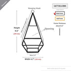 WGV Hanging Geometric Planter Terrarium Width 5" Height 9.5" Clear Glass Black Frame DIY Succulent air Plant Miniature Fairy Garden Windowsill Decor Raised Tall Pyramid 1 Piece - Image 2