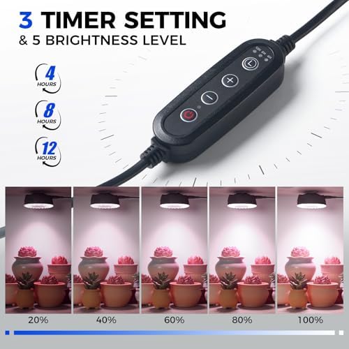 Barrina OG09 Grow Light, 36W(4 x 9W), Pinkish White, Timer, 4 Packs, Black - Image 4