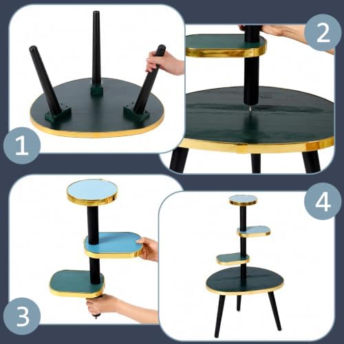 Amyhill Mid Century Modern Decor for Home 4-Tier Plant Stand Colorful Mid Century End Table Modern Storage Shelf for Living Room, Bedroom, Balcony, Boho Home Decor(Dark Green) - Image 4