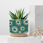 Green and Bukhara Ikat Ceramic Planters Peacock Strip Print Pots for Plants with Drainage Holes and Saucers Pot for Succulents Cactus Garden Windowsill - Image 7
