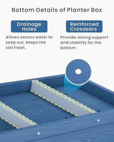 Weatherproof Raised Garden Bed, HDPE Outdoor Elevated Planter Box with Legs, Garden Box, Flower Beds for Patio, Deck, Balcony (Navy Blue) - Image 5