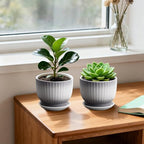 Ceramic Plant Pots, 5.5 Inch, Gray+White, Set of 4 - Image 5