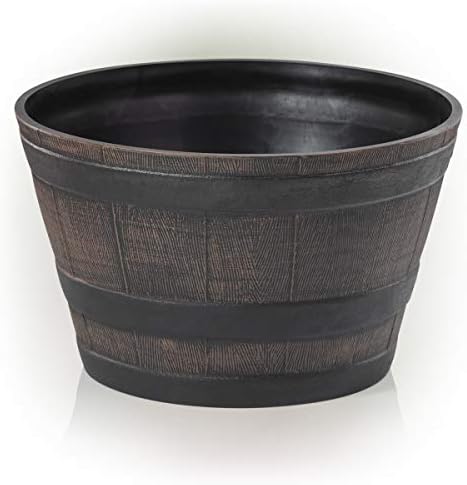 Alpine Corporation 11" Tall Indoor/Outdoor Barrel Shaped Planter by Unknown