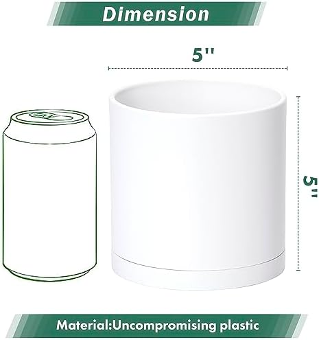 D'vine Dev 6-Pack White Plastic Planters with Saucers, 5 in, 74-Z-G-3 - Image 2