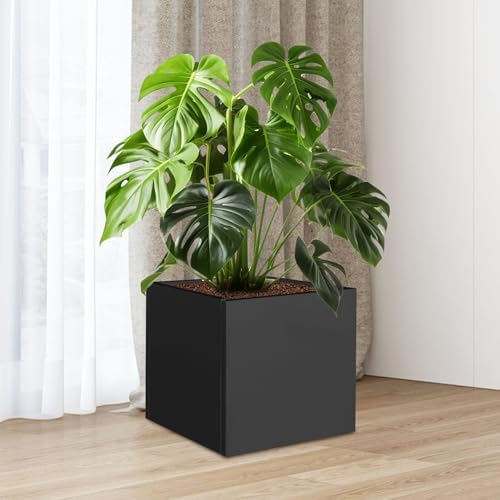 CNCEST Modern Square Steel Planter Box Heavy Duty Galvanized Metal Raised Garden Bed Cube Planter Large Easy Assembly Weather Resistant Indoor Outdoor Patio Balcony Decor (Black, 20inch) - Image 6