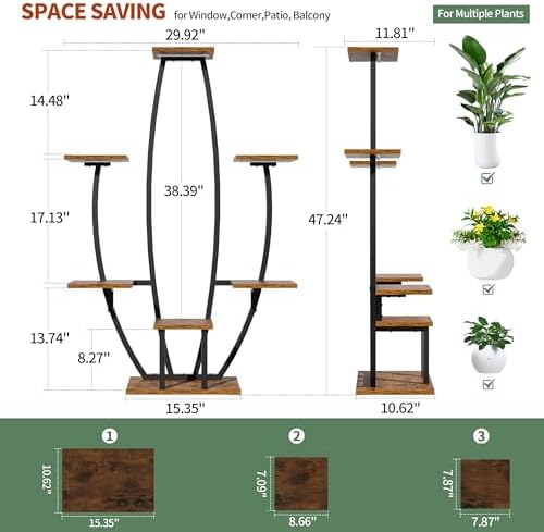 JUSTOGO Plant Stand Indoor with Grow Lights, 7 Tiered Corner Plant Shelf - Image 4