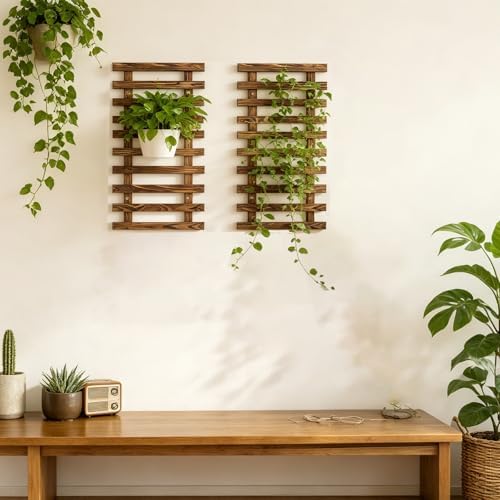 Pack of 2 Vertical Wooden Wall Planter Trellis for Climbing Plants, 23.62" - Image 4