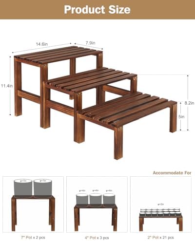 3 Tiered Wooden Plant Stand Shelf Indoor Outdoor,Corner Small Flower Stand - Image 2