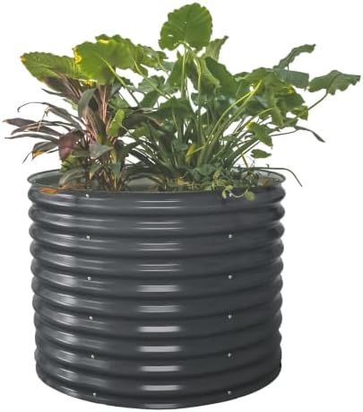 Vego garden 32" Tall 42" Round Raised Garden Bed Raised Bed Planter Box for Vegetables Flowers Patio-Modern Gray by Unknown