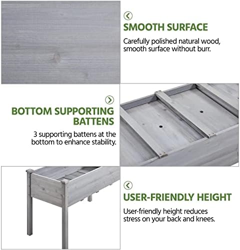 Yaheetech 1pc Raised Garden Bed Outdoor with Legs Horticulture Elevated Wood Planter Boxes w/Stable Rectangle Structure Standing Planter for Vegetables Flowers Herbs Planting,Gray - Image 5