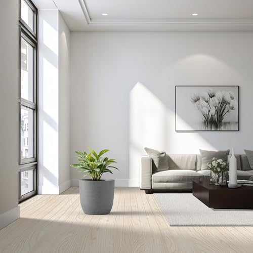 Kante Small Round Curved Pale Gray Concrete Planter 13.3" Dia, Outdoor - Image 4